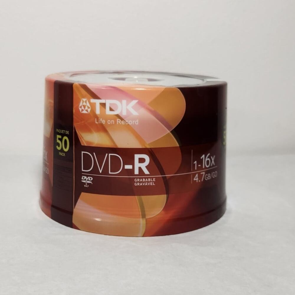 TDK DVD-R 1-16X Speed 4.7GB Recordable Disks 50 Pack Brand New